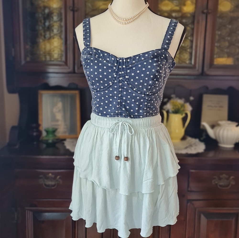 F21 Mint Tiered Mini Skirt size XSmall